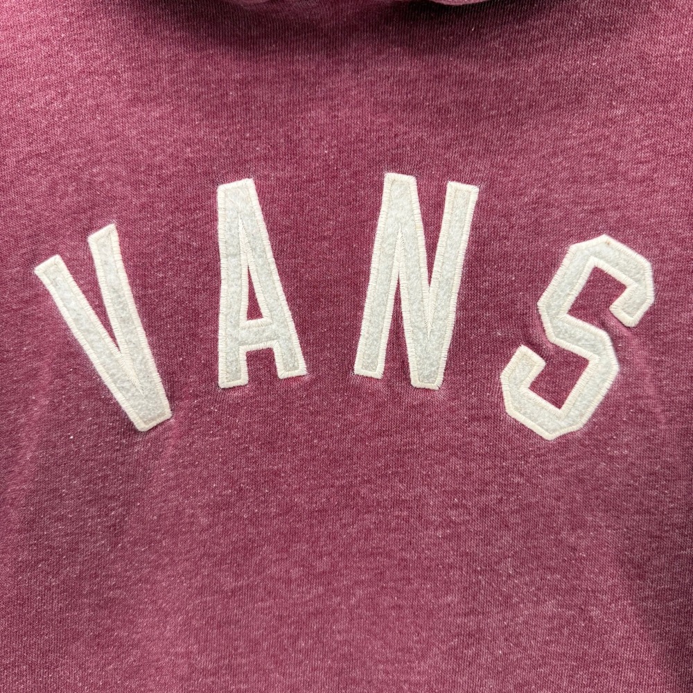 Vans Pullover Hoodie Womens Medium Burgundy Maroon Logo Sweatshirt Skater Casual - Picture 4 of 11
